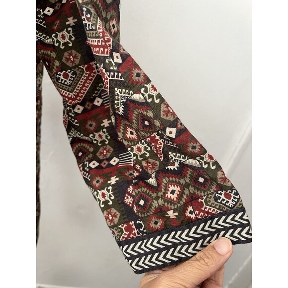 Zeen Pakistani Unisex Indian Native Geometric Rustic Cotton Long Sleeve Jacket S - Picture 4 of 9